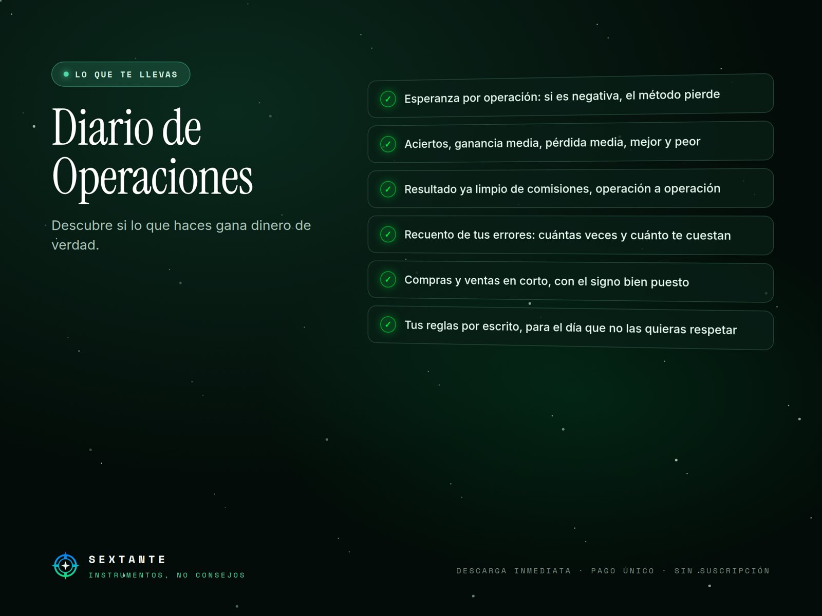 Lo que incluye de Diario de Operaciones