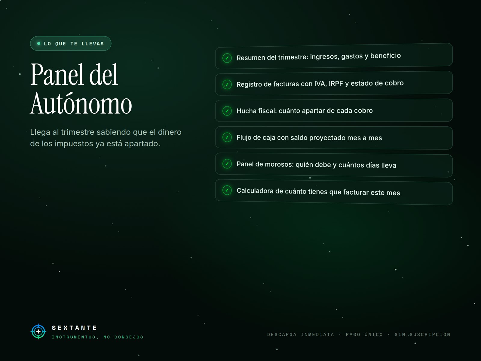 Lo que incluye de Panel del Autónomo
